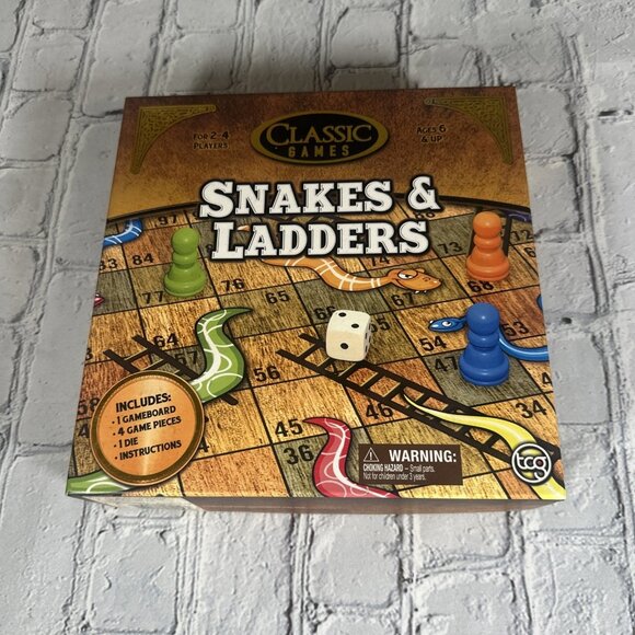 Snakes and Ladders Classic Game Board Multiplayer Family Fun - Picture 1 of 10